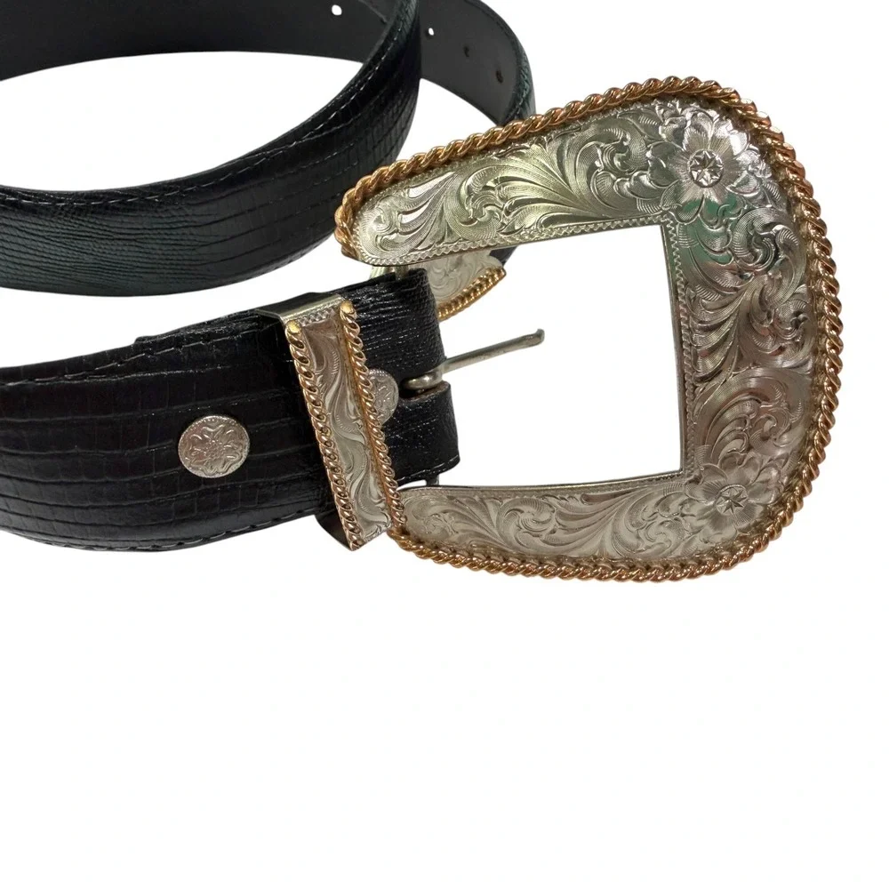 Sandy Duftler Designs 45 Black Belt Montana Silversmiths German Silver Western